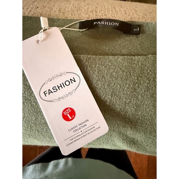 Sage Green Knit Belted Dolman Sleeve Dress Women’s L NWT - Picture 4 of 5